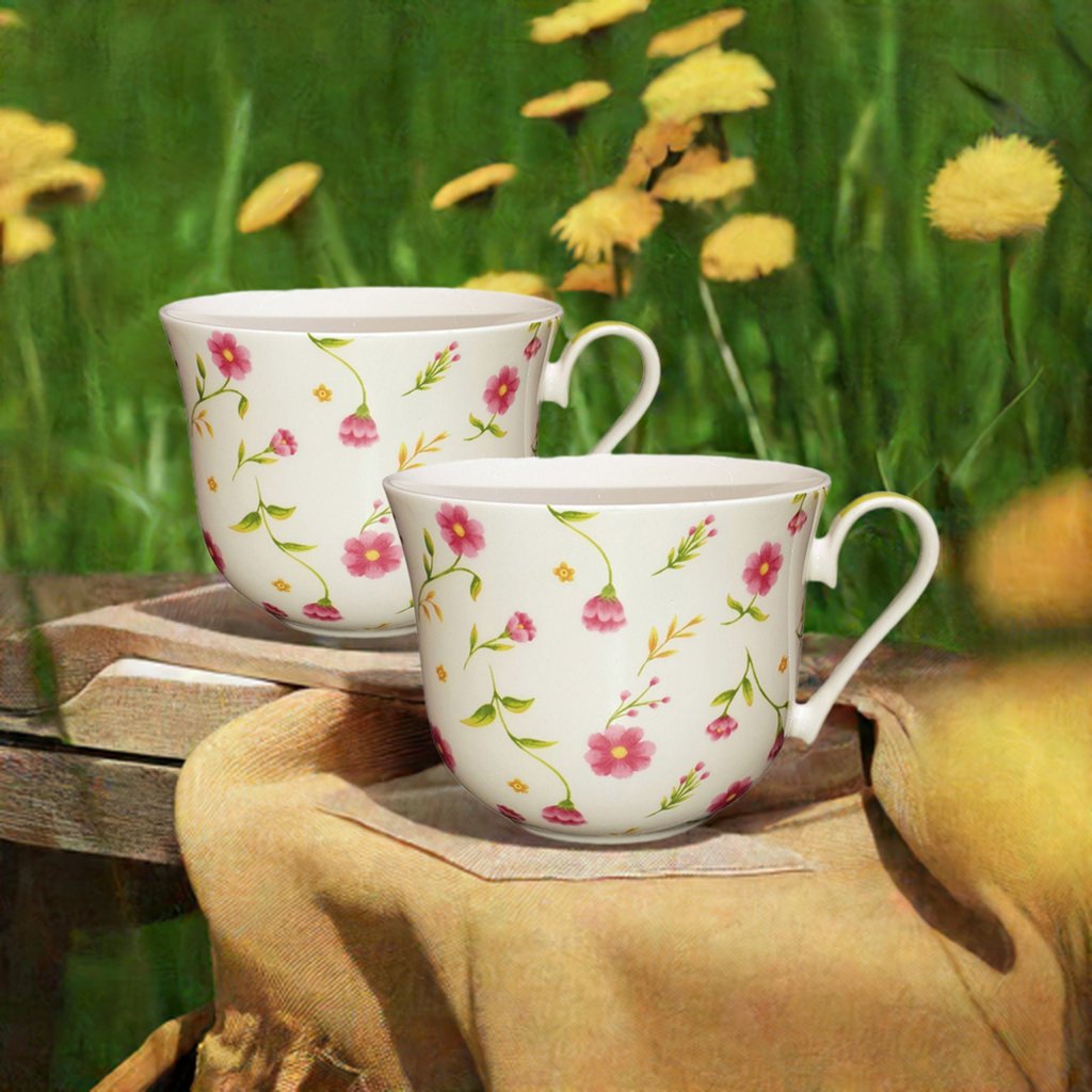2er Set Jumbobecher Blumenranken 500ml - Jameson & Tailor