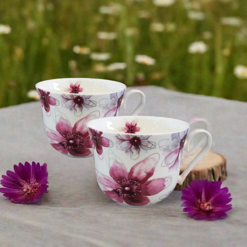 2er Set Jumbobecher Blüten Pink 500ml - Jameson & Tailor