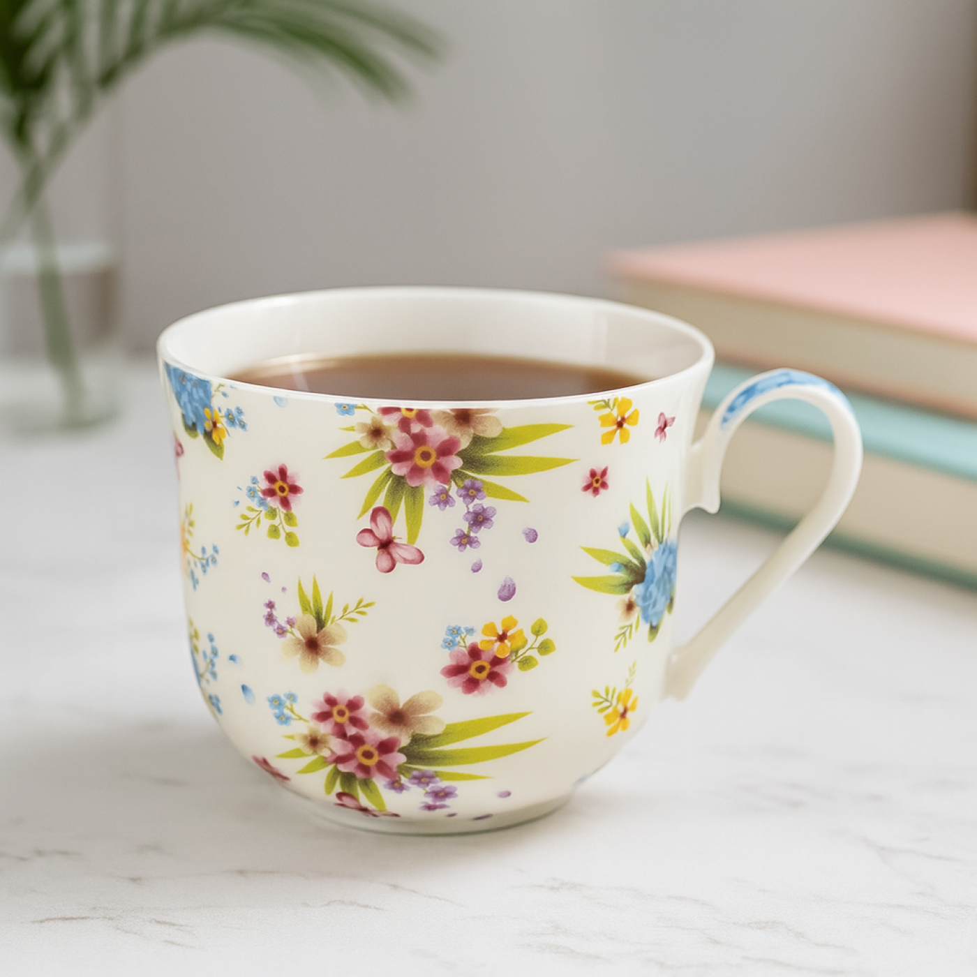 Jumbobecher Brillantporzellan Bunte Blumen 500ml