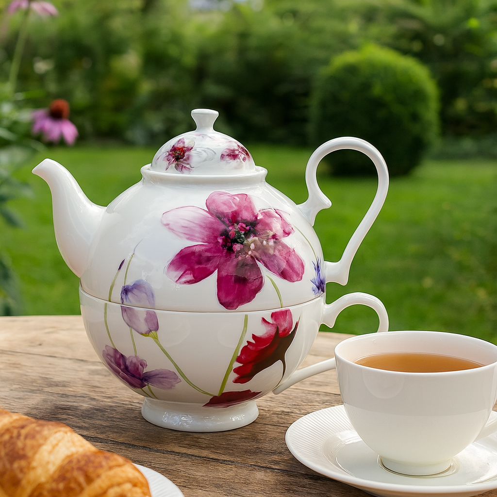 Tea for One Brillantporzellan Blüten Pink 700ml