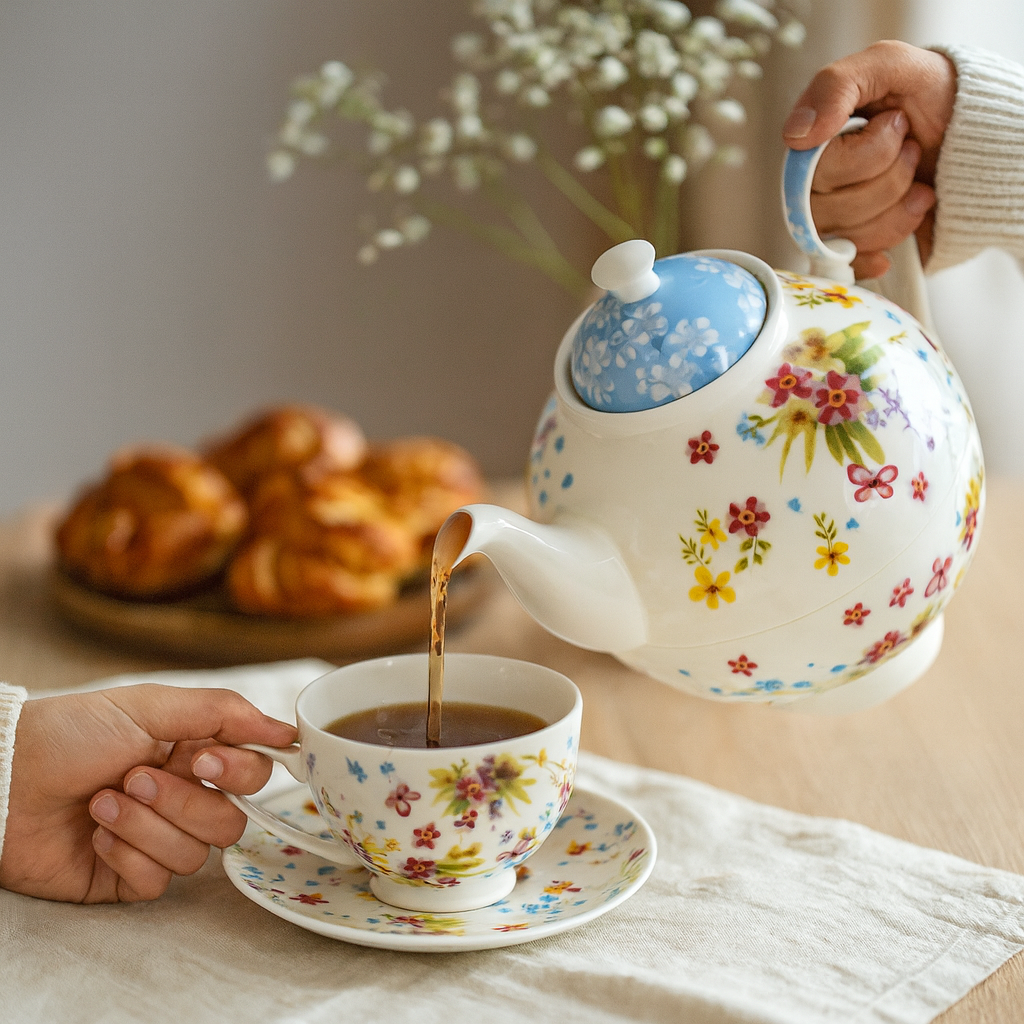 Tea for One Brillantporzellan Bunte Blumen 700ml