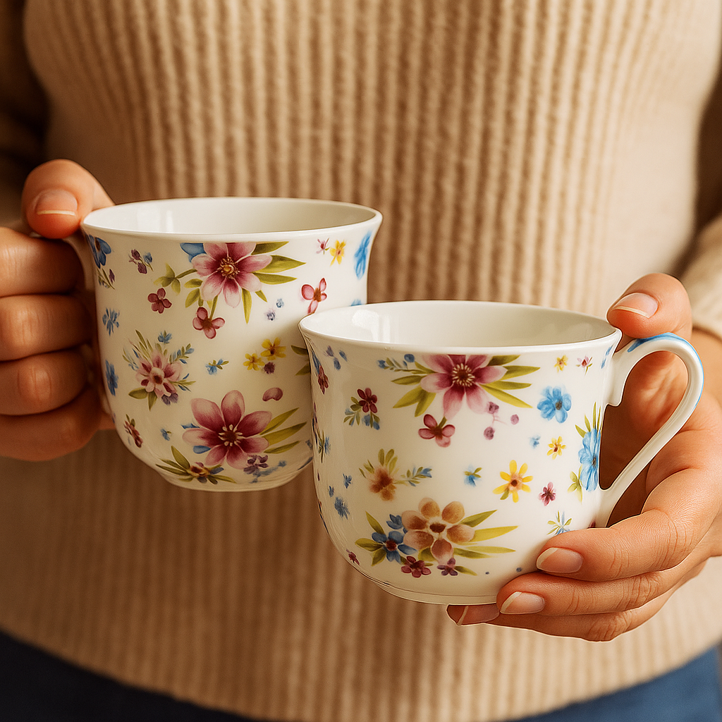 2er Set Jumbobecher Bunte Blumen 500ml