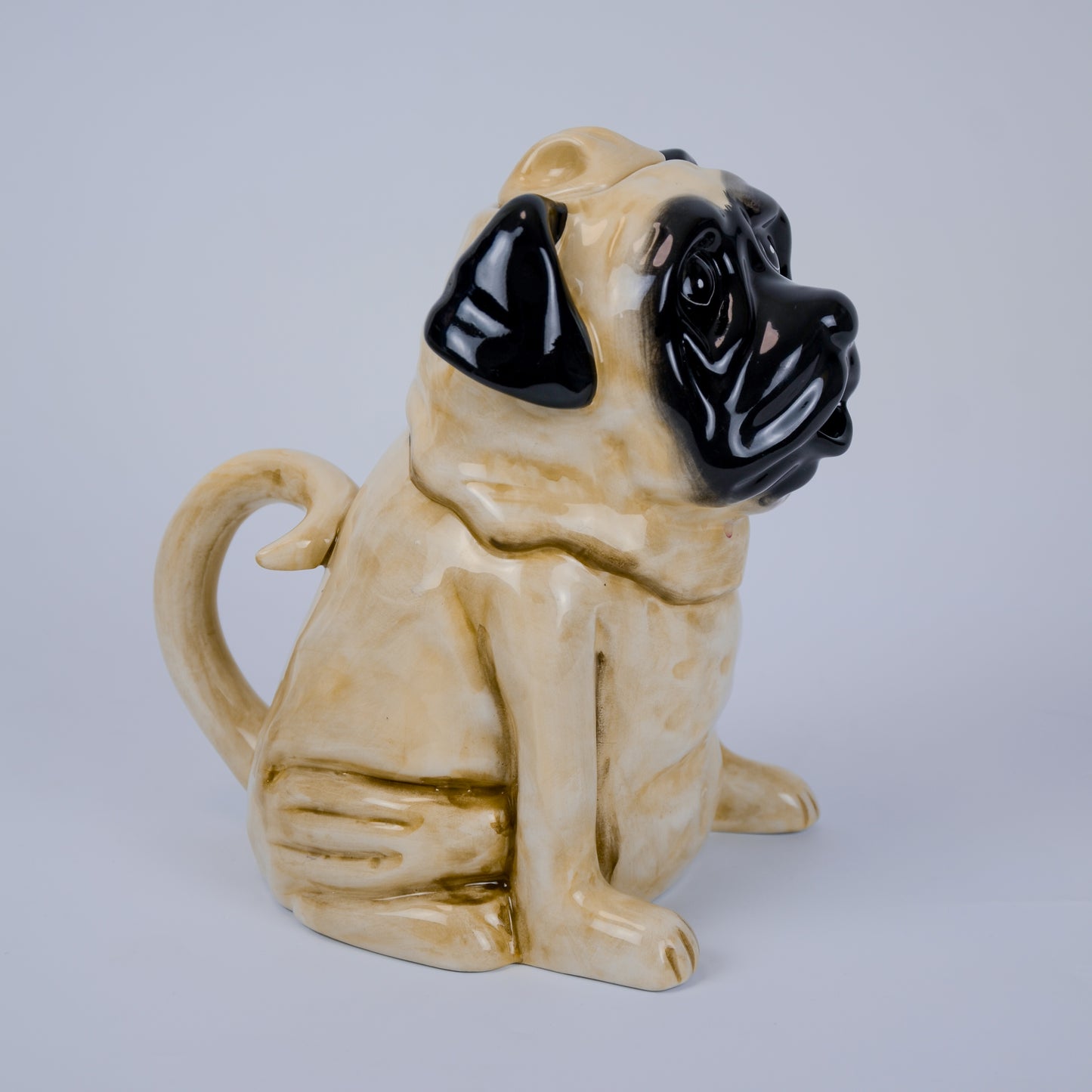 Designer Teekanne Tiermotiv Mops Hund Handbemalt