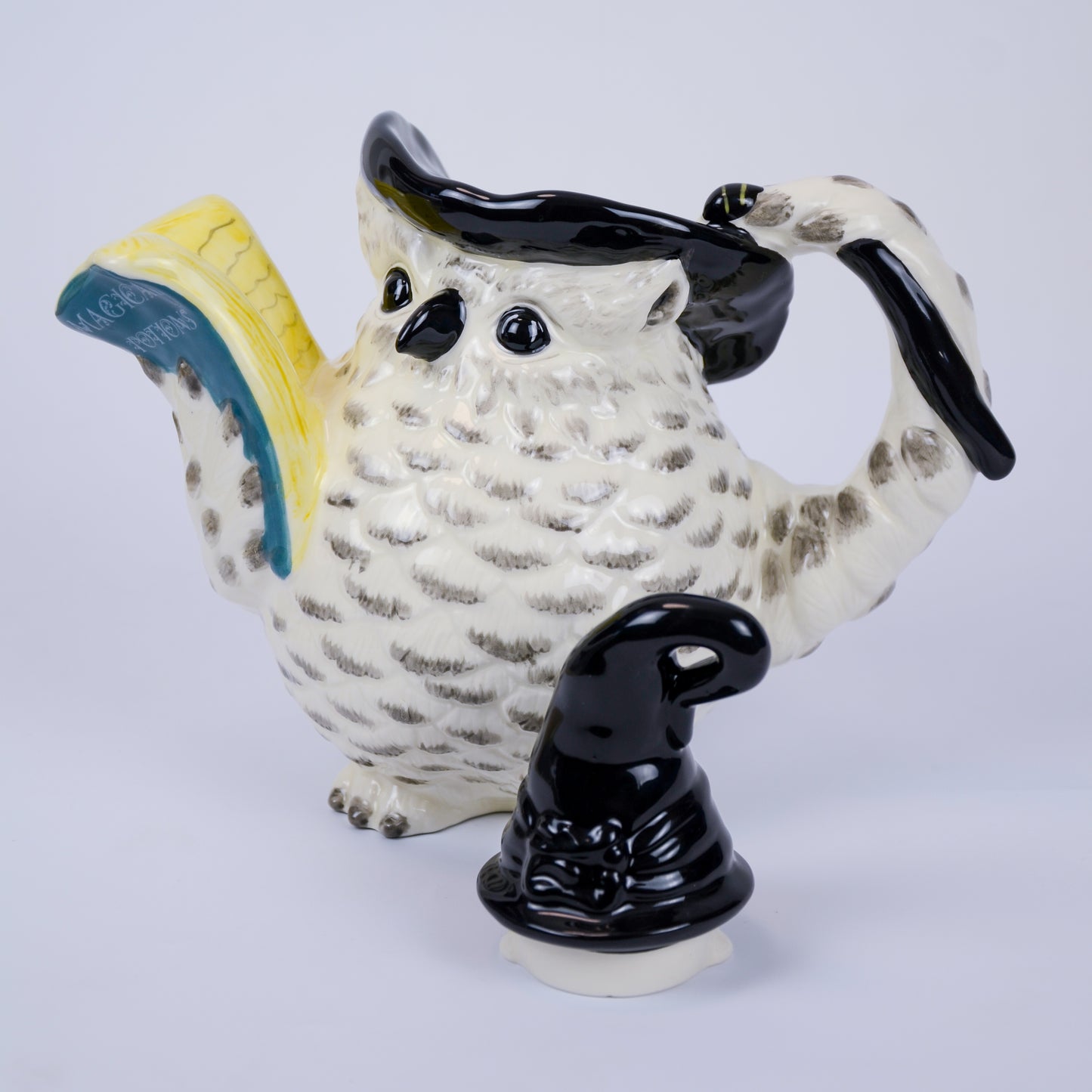 Designer Teekanne Tiermotiv Schneeeule Handbemalt