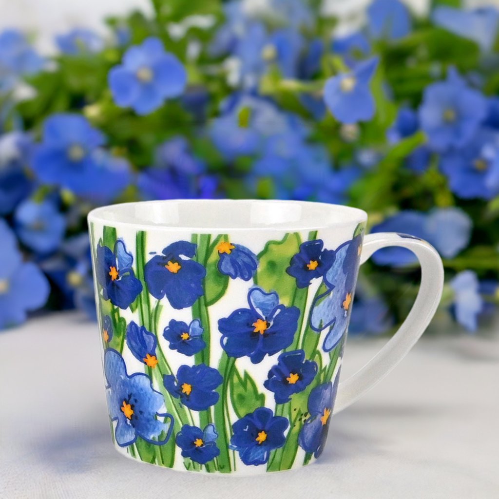 Becher Brillantporzellan Blumen Aquarell Blau 380ml - Jameson & Tailor