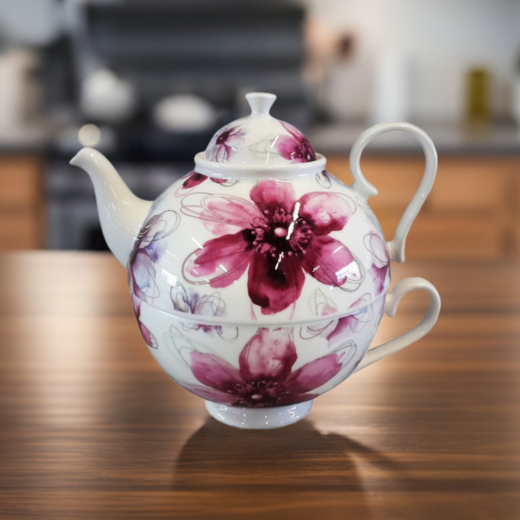 Tea for One Brillantporzellan Blüten Pink 700ml - Jameson & Tailor