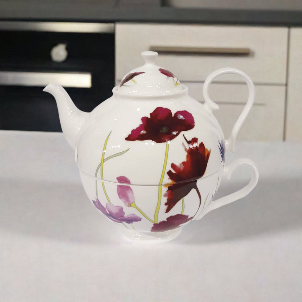 Tea for One Brillantporzellan Mohnwiese 700ml - Jameson & Tailor