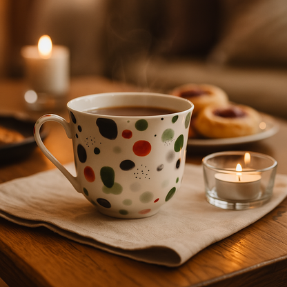 Jumbobecher Brillantporzellan Farbkleckse 500ml