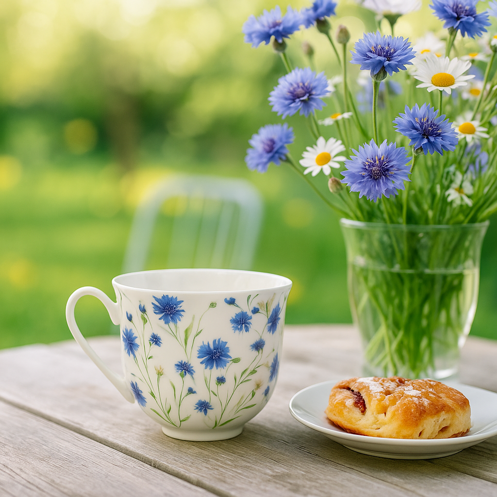 Jumbobecher Brillantporzellan Blaue Blumen 500ml