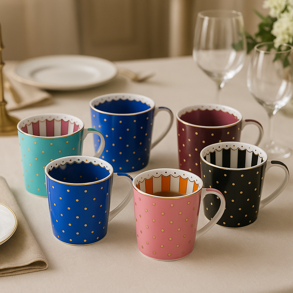 Henkelbecher New Bone China mit Innendekoration