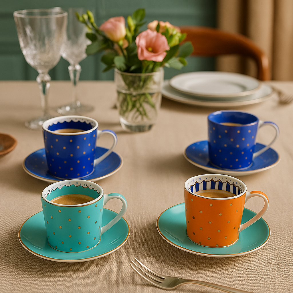 Henkelbecher New Bone China mit Innendekoration