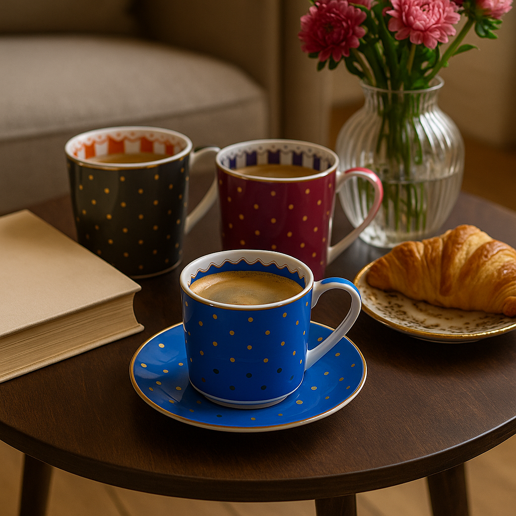 Henkelbecher New Bone China mit Innendekoration