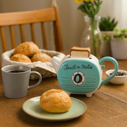 Designer Teekanne Toaster Handbemalt