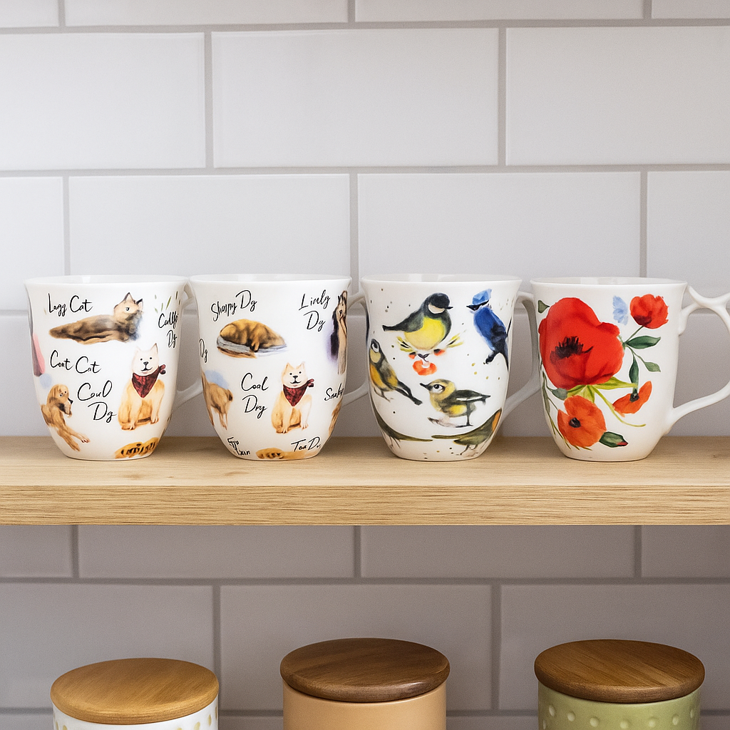 XXL Tasse mit Daumenablage Mohnblumen – 580 ml Volumen