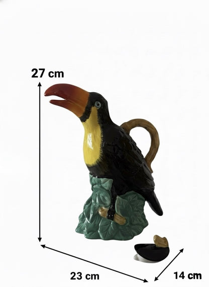 Designer Teekanne Handbemalt Tiermotiv Tukan