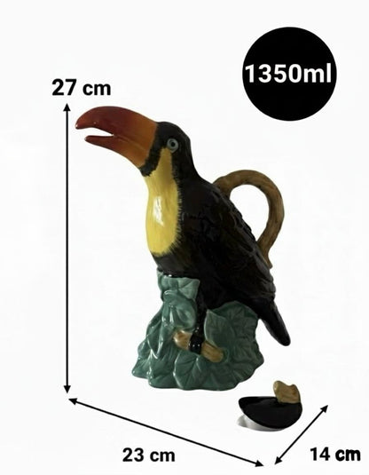 Designer Teekanne Handbemalt Tiermotiv Tukan