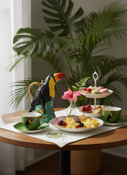 Designer Teekanne Handbemalt Tiermotiv Tukan