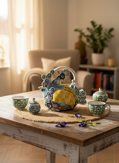 Kunstvolle Leichtkeramik-Teekanne mit Tiermotiv: Stilvoll genießen