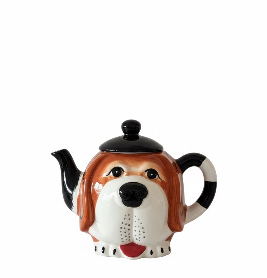 Designer Teekanne Tiermotiv Hund Handbemalt