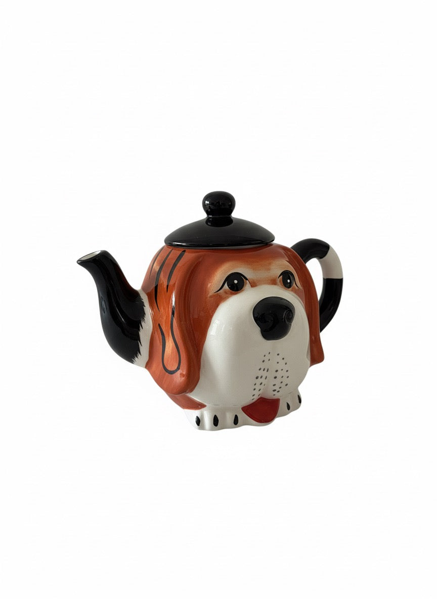 Designer Teekanne Tiermotiv Hund Handbemalt
