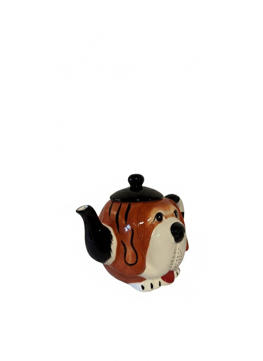 Designer Teekanne Tiermotiv Hund Handbemalt