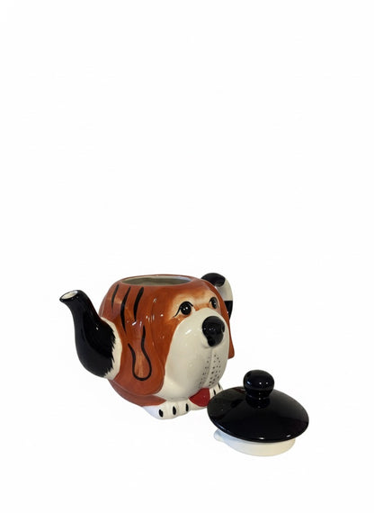 Designer Teekanne Tiermotiv Hund Handbemalt
