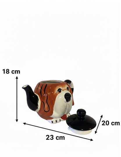 Designer Teekanne Tiermotiv Hund Handbemalt