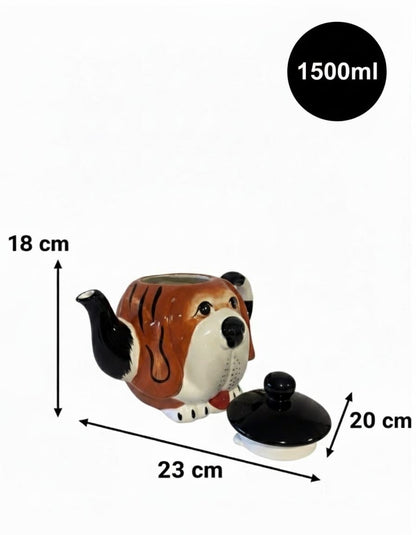 Designer Teekanne Tiermotiv Hund Handbemalt